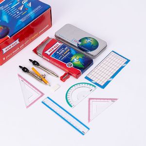 Juego de Regalo de Papelería de Geometría en Caja de Hierro, Juego de 9 Piezas de Regla y Compás de Metal Especial para Estudiantes al por Mayor - Product Image 3