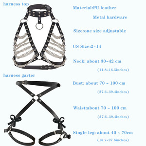 Harnais de corps sexy en cuir PU pour femmes, jarretelles, ceinture BDSM, lingerie bondage du cou à la taille, sous-vêtements gothiques pour soirée rave - Product Image 6