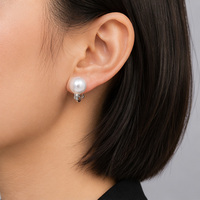 Anting-anting klip mutiara imitasi bulat besar klasik elegan warna perak tanpa tindik perhiasan pernikahan pengantin untuk wanita hadiah untuk perempuan