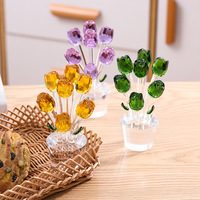 HBL UV Verre Imprimé Cristal Rose Bouquet Ornement Décoration Cadeau pour Anniversaire De Mariage Centres De Table