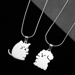 Conjunto de collar y llavero de acero inoxidable con animales de estilo Vintage, cadena de eslabones, bolso a juego para parejas, joyería - Product Image 4