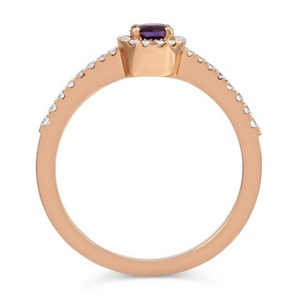 Halo Round Cut Stone <b>Ring</b> Rose <b>Gold</b> Plated Birthstones <b>Amethyst</b> Jewelry Party Ladies Gift <b>Ring</b> - Product Image 2