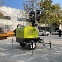 Tragbarer Notfall-LED-Lichtturm 5M/7M/9M Mobiler Anhänger mit 360-Grad-Teleskopmontage Lichtturm mit Dieselgenerator