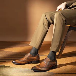 Chaussures habillées Oxford en cuir véritable pour hommes, style décontracté, à lacets, bout fermé, antidérapantes et anti-odeur, collection 2025 - Product Image 3
