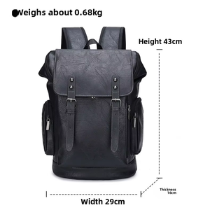 Sacs à dos scolaires tendance en cuir PU rétro, imperméables, pour le quotidien et les voyages, sacs à dos professionnels pour ordinateur portable, vente en gros, best-sellers pour hommes et femmes - Product Image 4