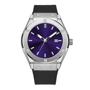 Logotipo personalizado Resistente al agua Lujo Hielo Azul Reloj Banda de goma Minimalista Función de fecha Relojes luminosos de cuarzo para hombres - Product Image 5