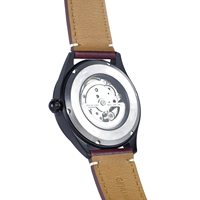 Montres mécaniques pour hommes, personnalisées en usine, style rétro, bracelet en cuir, cadran squelette avec chiffres romains, pour affaires