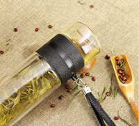 Gobelet infuseur avec filtre et séparateur à thé pour bouteille d'eau portable, verre à thé anti-fuite à double paroi
