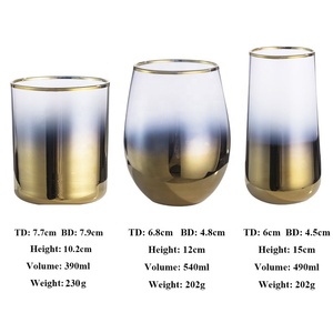 Vaso <span class=keywords><strong>de</strong></span> Agua <span class=keywords><strong>de</strong></span> Lujo con Base <span class=keywords><strong>de</strong></span> Vidrio Dorado y Borde Dorado, Taza <span class=keywords><strong>de</strong></span> Café, Vaso sin Tallo para Leche, Vaso <span class=keywords><strong>de</strong></span> <span class=keywords><strong>Vino</strong></span> - Product Image 2