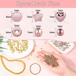 Metal <b>Beads</b> <b>Set</b> 2160pcs 24-Compartment Assorted Shapes For Bracelet Making DIY Jewelry Accessories Zinc Alloy Plated - Product Image 4
