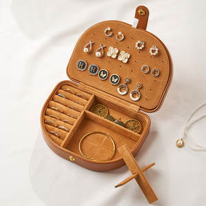 Estuche de Joyería de Piel Sintética con Logotipo Personalizado, Caja Ovalada Portátil de Viaje con Cierre a Presión para Collares - Product Image 3