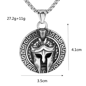 Yunnique-collar con colgante de acero inoxidable para hombre, colgante con máscara de Esparta, diseño geométrico, estilo griego antiguo, vintage - Product Image 5