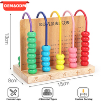Cadre de comptage Montessori en bois, abaque, perles colorées à 5 fils pour l'apprentissage de l'arithmétique, outil éducatif mathématique Montessori pour enfants