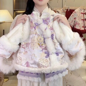 Tongxingyuan Girls Chinese Style Two Piece Set Fleece Winter New Year Outfit Baby Girls Traditional Clothing - Product Image 2
