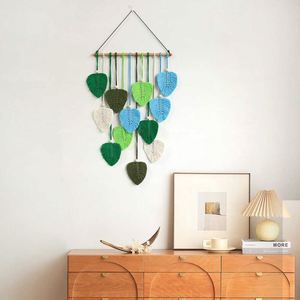 Tapiz de Pared de Macramé con Borlas de Hojas Tejidas Estilo Bohemio, Decoración Nórdica para el Hogar, Fondo Decorativo para Habitación - Product Image 1