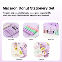 Gommes Pastel Arc-en-ciel en Métal – Fournitures Scolaires/de Bureau pour Usage Quotidien, Ensemble de Papeterie Cadeau avec Mini Calculatrice, Stylos et Pinces