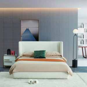 Rembourrage en tissu moderne de luxe léger à prix d'usine cadre de <span class=keywords><strong>lit</strong></span> King Size blanc pour <span class=keywords><strong>2</strong></span> personnes avec tête de <span class=keywords><strong>lit</strong></span> - Product Image 4