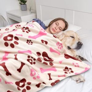 <span class=keywords><strong>Couverture</strong></span> personnalisée imprimée en usine, douce et moelleuse, en polaire et flanelle de qualité supérieure, pour animaux de compagnie, chiots et chats, motif patte. - Product Image 2