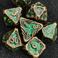 Dés de jeu de rôle polyédriques en laiton massif émaillé rouge et or, esthétiques et luxueux, pour jeux de table
