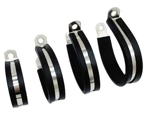 High quality Stainless Steel Metric Inch P Clamp <strong>25mm</strong> 20mm 15mm 12mm Hose <strong>Pipe</strong> <strong>Clips</strong> with Rubber Lined Hose Clamp - Product Image 1