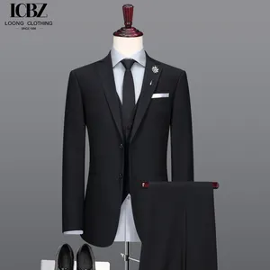 Customized Men's 3 Pieces Suit Dark Color Single two-button Notch Lapel Office Wear Business Suit 3 Piece