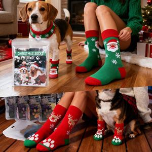 Fast Delivery Christmas Matching Human & Pet <b>Socks</b> - Soft Cotton Festive Xmas <b>Socks</b> Set for Family Holiday Party - Product Image 2