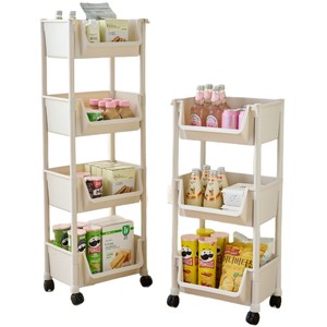 Chariot de rangement mobile à plusieurs niveaux en plastique pour <span class=keywords><strong>cuisine</strong></span>, collations, jouets et fruits et légumes - Product Image 5