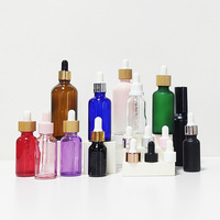 Vente flash 30ml 50ml 10ml Bouteille compte-gouttes en verre ronde carrée givrée ambre rose noire pour cosmétiques Huile capillaire