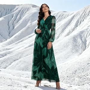 Abaya élégante en polyester imprimé de luxe pour femmes musulmanes, robe de soirée sur mesure, fournisseur en gros - Product Image 2