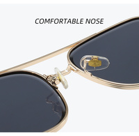 Lunettes de soleil carrées pour hommes, monture métallique, protection UV400, verres PC, style transfrontalier, monture noire
