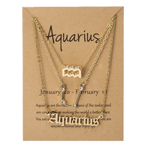 3 juegos de símbolos de moda cielo estrellado letras inglesas antiguas doce constelaciones collares conjunto signo de estrella del zodiaco al por mayor - Product Image 1