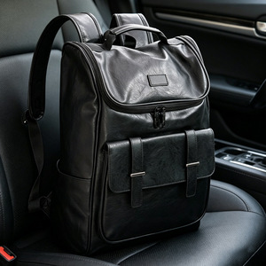 Laptop <b>Backpack</b> <b>Large</b> Capacity PU Black Unisex Soft Handle Interior Compartment Leisure Travel Spring 2026 - Product Image 2