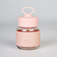 Tasse à thé en verre mignonne de haute qualité avec manchon anti-brûlure, bouteille en verre unisexe au design classique, compatible lave-vaisselle, 300 ml