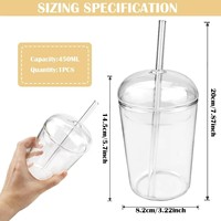 Groothandel Aanpassing Ecologisch Voedselveilig Hoog-borosilicaat Handgeblazen Herbruikbaar Vaatwasser- en Magnetronbestendig 450ml Glazen Bekers
