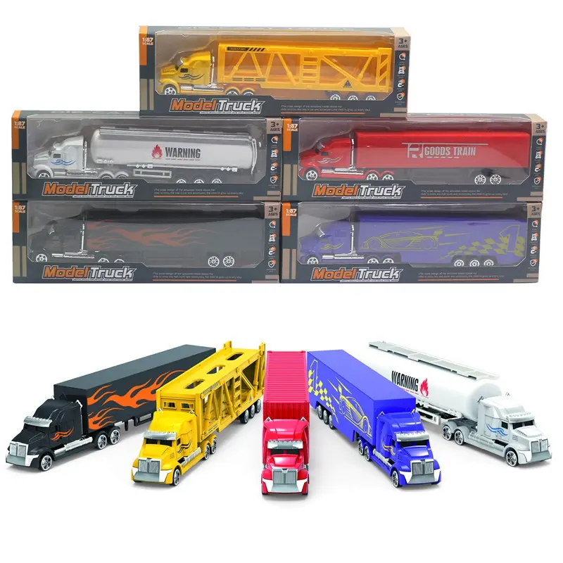 Diecast oyuncaklar 1:87 simülasyon modeli diecast alaşım taşıma kamyon oyuncak amerikan kamyon oyuncak