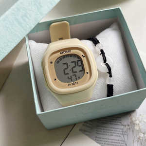 Đồng hồ thạch anh kỹ thuật số <span class=keywords><strong>LED</strong></span> vuông thời trang mới dành cho nam giới Phụ nữ Trẻ em Thể thao đại học Đồng hồ đeo tay thạch cao Thiết kế hoạt hình sang trọng - Product Image 2