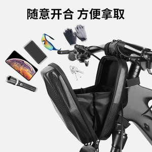 Bolsa Delantera para Bicicleta Yueli, Carcasa Rígida de EVA, Impermeable, Resistente, Bolsa de Almacenamiento para Manillar de Bicicleta de Montaña, Negra - Product Image 5