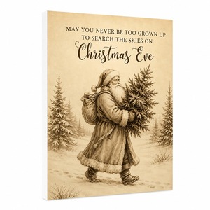 Tableau mural vintage avec citation de Noël, Forêt d'hiver à l'ancienne, Toile encadrée pour galerie, Décoration de maison de campagne pour les fêtes - Product Image 2