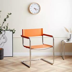 Giữa thế kỷ cổ điển Bauhaus cánh tay ghế với Chrome kim loại màu đen da yên phòng chờ thiết kế cho phòng khách ăn khách sạn trường học - Product Image 1