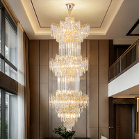 Lustre en cristal de luxe pour grande villa, lampe de banquet, hall d'hôtel, salon, suspension de plafond, hauteur réglable