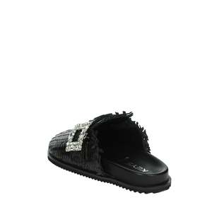 รองเท้าแตะหนังทอประดับคริสตัลรุ่น Donna Sabot K-10932 สีดำ - Product Image 2