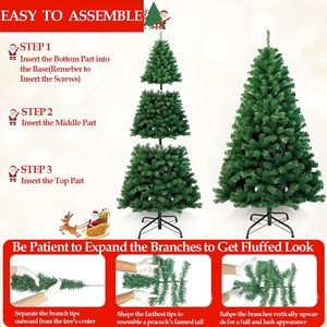 <span class=keywords><strong>Sapin</strong></span> de Noël pré-éclairé personnalisé de 4 à 10 pieds avec lumières LED blanc chaud, design réaliste, support en métal - Product Image 6