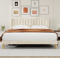 Lit plateforme Alazyhome avec cadre en métal, taille king, tête de lit rembourrée en velours, aucun sommier requis, montage facile, design moderne