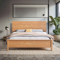 Lit en bois massif de haute qualité au design minimaliste moderne, meubles de chambre durables avec tête de lit confortable