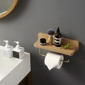 Porte-papier toilette mural, porte-papier toilette mural en bois pour salle de bain/hôtel - Product Image 1