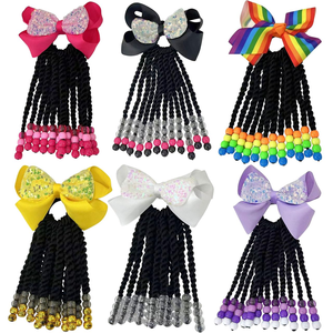 Extensión de pelo para niños Fujia con lazo y cuentas, accesorios de cuentas para el cabello para niños, cola de caballo trenzada para niñas - Product Image 3