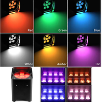 Kit de 4 Focos LED de Batería para DJ, RGBWAUV, con Soporte, para Escenarios, Discotecas, Decoración, con Estuche de Transporte, IP65, DMX512, PVC