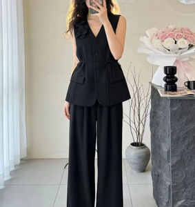 Elegante Conjunto de Dos Piezas <span class=keywords><strong>para</strong></span> <span class=keywords><strong>Mujer</strong></span> de <span class=keywords><strong>Oficina</strong></span>, Primavera, Antiarrugas, 100% Poliéster, Chaleco sin Mangas, Pantalones Largos, Moda <span class=keywords><strong>para</strong></span> el Trabajo - Product Image 4