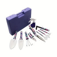 Kit d'outils de jardinage ergonomiques à imprimé floral (5/10 pièces) : Râteau, Cisailles, Élagueuse et Outils de plantation