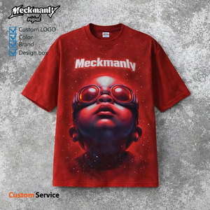 T-shirt court à épaules tombantes en coton épais, imprimé sur mesure avec motifs de haute qualité et lourds, T-shirt oversize pour homme - Product Image 3